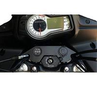 Support Cosmo avec voltmètre, thermomètre et Double Prise USB Compatible avec Suzuki V-Strom DL650 2012-2025