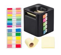 Support cube pour notes adhésives 4 en 1, distributeur de mémo, onglets colorés et trombones, station de bloc-notes pop-up avec rangement pour bureau, étude, école, utilisation à la maison