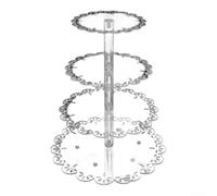 Support Cupcake 4 Étages Bordure Dentelle Élégant(4) | Structure 4 niveaux, capacité 38 cupcakes, design élégant, centre de table pour idéal, transparent