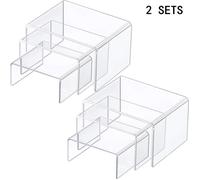 Support d\'Affichage Acrylique Transparent 2 Sets, Acrylique Clair, Présentoir de Bijoux Présentoir Riser Showcase 2 Sets