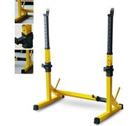 Support D’haltères Longs Réglable Support D’haltères Amovibles Rack De Squat Équipement De Fitness à Domicile Équipement De Musculation Hauteur Réglable, Orange, (83-119) x56x(81x131) cm
