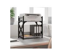 vidaXL Support d'imprimante 2 niveaux Sonoma gris Bois reconstitué 40x20x40 cm