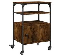 vidaXL Support d'Imprimante à 3 Niveaux, Table d’Impression avec Rangement, Chariot avec roulettes, Organisateur de Dossiers, Chêne Fumé
