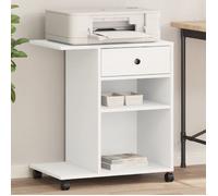 vidaXL Support d'imprimante avec roulettes et rangement Blanc 60x40x68,5 cm