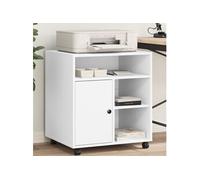vidaXL Support d'imprimante avec roulettes Blanc 60x50x67 cm, Table d'imprimante, Table d'imprimante d'ordinateur, Support d'imprimante avec Rangement