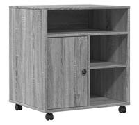 vidaXL Support d'imprimante avec roulettes sonoma gris 60x50x67 cm, table d'imprimante, table d'imprimante d'ordinateur, support d'imprimante avec rangement