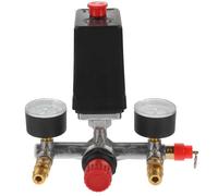 Support D’interrupteur de Pression Trou avec Baromètres | Acier Inoxydable et Plastique, Joint de 20mm, Port de 9,5mm, Noir, pour Systèmes Pneumatiques