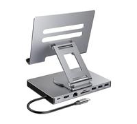 Support d'adaptateur USB C pliable avec PD100W Charge 1000 Mbps Ethernet Réglage de la hauteur Dissipation de la chaleur Support rotatif pour tablettes avec adaptateur USB