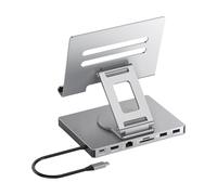 Support d'adaptateur USB C pliable avec PD100W Charge 1000 Mbps Ethernet Réglage de la hauteur Dissipation de la chaleur Support rotatif pour tablettes avec adaptateur USB