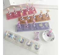 Support d'affichage pour Nail Art en forme de diamant rectangulaire iridescent aurore en acrylique, cristal en résine de perles de strass style coréen rétro fleur laser. Utilisation à la maison, à l'e