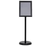 Support d'affiche A4 sur pied noir en alliage d'aluminium réglable pour vitrine magasin boutique commerce détail avec panneau rotatif et film protecteur PVC