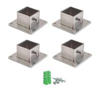 Support d'ancrage Fixation poteau bois Lot de 4 supports de poteau de base carrés en acier inoxydable pour support de garde-corps de clôture 30 × 30 mm, protecteur de poteau au sol avec vis d'expansio