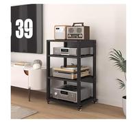 Support d'angle à 4 niveaux - Tour audio vidéo pour haut-parleur stéréo, tourne-disque lecteur DVD et console de jeu - Design élégant et peu encombrant