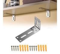 Support d'angle à 90 degrés pour porte de meuble, support d'armoire, support de renfort en acier laminé à froid avec trous pré-percés, argent (lot de 1)