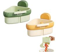 Support d'angle à ventouse pour évier 2026 - Panier de rangement pour évier - Panier de rangement pour éponge - Récupérateur de déchets alimentaires pour évier (vert + jaune)