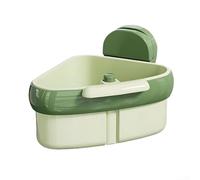Support d'angle à ventouse pour évier avec grille en acier inoxydable ultra fin pour la gestion des déchets alimentaires, 15 x 10,5 cm, vert ou orange (vert)