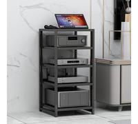 Support d'angle AV à 6 niveaux pour tourne-disque et TV - Étagère à 5 couches pour home cinéma - Solution de rangement audio-visuelle élégante