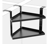 Support d'angle en métal pour fournitures de bureau - Étagère de présentation à 2 niveaux réglable en hauteur avec crochets - Organiseur de cabine de 21,6 x 16,0 cm, finition noire (grand trois