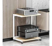 Support d'angle multifonctionnel pour imprimante et meuble de rangement AV Media - Rack stéréo peu encombrant pour TV, audio, lecteurs DVD et consoles de jeux - Design ouvert pour une organisation
