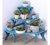 Support d'angle pour pot de fleurs de style rustique pour balcon, terrasse, jardin, extérieur/intérieur avec étagères