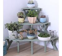Support d'angle pour pot de fleurs de style rustique pour balcon, terrasse, jardin, extérieur/intérieur avec étagères
