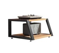 Support d'angle pour tourne-disque et stéréo - Étagère audio avec rangement pour TV - Meuble TV noir et marron 60 x 52 x 30 cm - Parfait pour les petits espaces