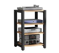 Support d'angle pour tourne-disque TV, étagère multimédia, armoire stéréo pour salon et salle de jeux, petit centre de divertissement, finition noyer clair, 60 x 50 x 85 cm