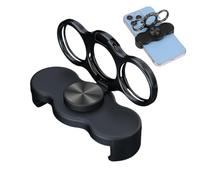 Support D'anneau Pour Smartphone (8 Cm) - Double Anneau À Trois Doigts Avec Clip Arrière | Béquille Magnétique Pliable Et Rotative À 360° Pour Smartphone. Cette Poignée Sert Également De Support Et De