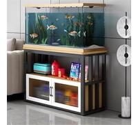 Support d'aquarium à plusieurs niveaux, support d'aquarium à charpente métallique, armoire de rangement en verre, adapté aux salons, chambres à coucher(Black+Walnut,60x40x60cm)