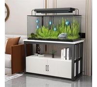 Support D'aquarium De Stockage À Trois Niveaux, Support D'aquarium Avec Armoire, Base En Métal Robuste Et Portante, Adapté Aux Maisons Modernes, Installation Rapide(Black+White,60x30x70cm)