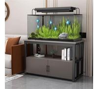 Support D'aquarium De Stockage À Trois Niveaux, Support D'aquarium Avec Armoire, Base En Métal Robuste Et Portante, Adapté Aux Maisons Modernes, Installation Rapide(Black+Gray,60x40x70cm)