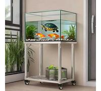 Support d'aquarium Double Couche, avec Frein et Roues universelles, Chariot Mobile, Cadre en Acier Inoxydable, étagère Robuste pour Terrarium, pour la Maison et Le Bureau(50 * 40 * 60cm)