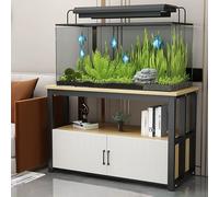 Support d'aquarium robuste à double étage avec armoire de rangement, convient aux aquariums de 50 à 120 cm, étagères en bois robustes, base antidérapante, assemblage facile pour la maison ou le bureau