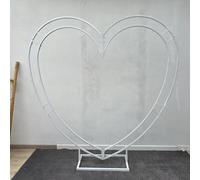Support d'arc de Mariage en cœur, décoration d'anniversaire du Cadre de Ballon à Fleurs incurvé (White)
