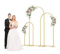 Support d'arche de Mariage, Arche Mariage en Métal Doré Lot de 3 Supports d'Arrière-Plan Cadrés pour Cérémonie, Anniversaire, Baby Shower, Décoration de Fête et Jardin Doré
