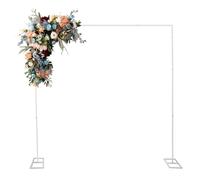Support d'arche de mariage, carré, stable, 2,4 x 2,4 m, en fer blanc, pour mariage, anniversaire et fête, support de fond avec hauteur réglable, support d'arche de ballons jusqu'à 5 kg de charge