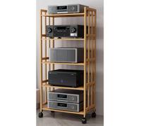 Support d'armoire audio en bois - Support de plateau tournant mobile pour salon et bureau, tour de rack audio polyvalente