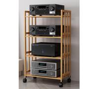 Support d'armoire audio en bois - Support de plateau tournant mobile pour salon et bureau, tour de rack audio polyvalente