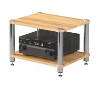 Support d'armoire AV Ma multicolore pour platines Hi-Fi, support réglable de 2 à 4 niveaux avec pieds anti-chocs, noyer clair, 37 cm de haut