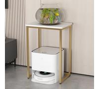 Support d'aspirateur pour robot économiseur d'espace - Étagère d'angle en bois pour la maison et le bureau - Design étroit (doré et blanc, 60 cm) - Parfait pour votre robot nettoyeur.