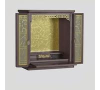 Support d'autel bouddhiste avec niche, table d'autel de méditation, statue de Bouddha avec éclairage LED, table de culte à domicile, pratique spirituelle, méditation et culture (finition noyer, L)