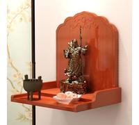 Support d'autel du Jour des Morts - Étagère murale pour sanctuaire, présentoir de petites statues, décoration d'angle de prière, mobilier spirituel pour espaces restreints (orange, 30 x 30 c