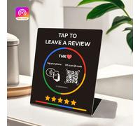Support d'avis NFC robuste avec code QR, 14×12×5 cm - Pour les avis Google & les médias sociaux - Facile à installer, idéal pour les comptoirs & l'accueil