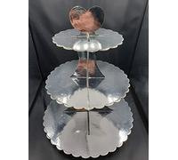 Support de 3 étages Argente pour boite dragée ou gâteau superposé - Présentoir carton pour muffin Cupcakes Gâteau de mariages D'anniversaire pour Halloween Fête de Noël Carton