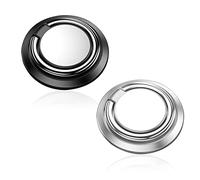 Support de Bague de téléphone 2 pièces, Support de Bague de téléphone Rotatif réglable à 360 °, Support de Voiture Disponible, Convient à Tous Les Smartphones (Noir Argent)