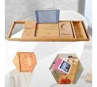 Support de baignoire en bambou pour ranger verres à vin, téléphones portables, tablettes et autres objets, boîte de rangement pour tablette de salle de bain