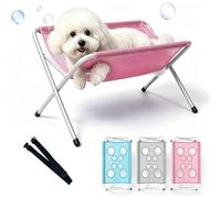 Support De Bain pour Chien, Hamac De Douche Portable pour Animaux De Compagnie avec Support Pliable, Chaise De Toilettage Surélevée pour Petits Chiens Et Chats, Table De Bain pour Le Soin des