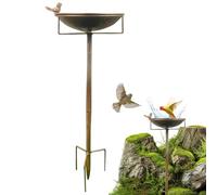 Support de bain pour oiseaux d'extérieur, poteau de jardin en métal 55 x 26 cm, bol d'eau de style antique, durable et résistant aux intempéries, mangeoire pour perroquets, abeilles, colibris