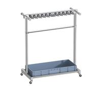 Support de balai en acier inoxydable - Solution de rangement mobile pour outils de nettoyage dans les écoles, les hôtels et les chambres - Organisez efficacement vos fournitures de nettoyage