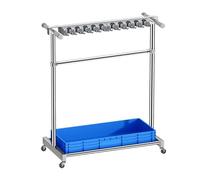 Support de balai en acier inoxydable - Solution de rangement mobile pour outils de nettoyage dans les écoles, les hôtels et les chambres - Organisez efficacement vos fournitures de nettoyage